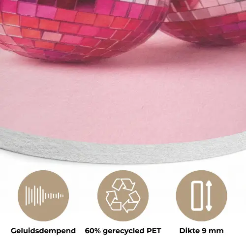 Disco - Kersen - Roze Akoestische PET Vilt - Rond klein -closeup_NL