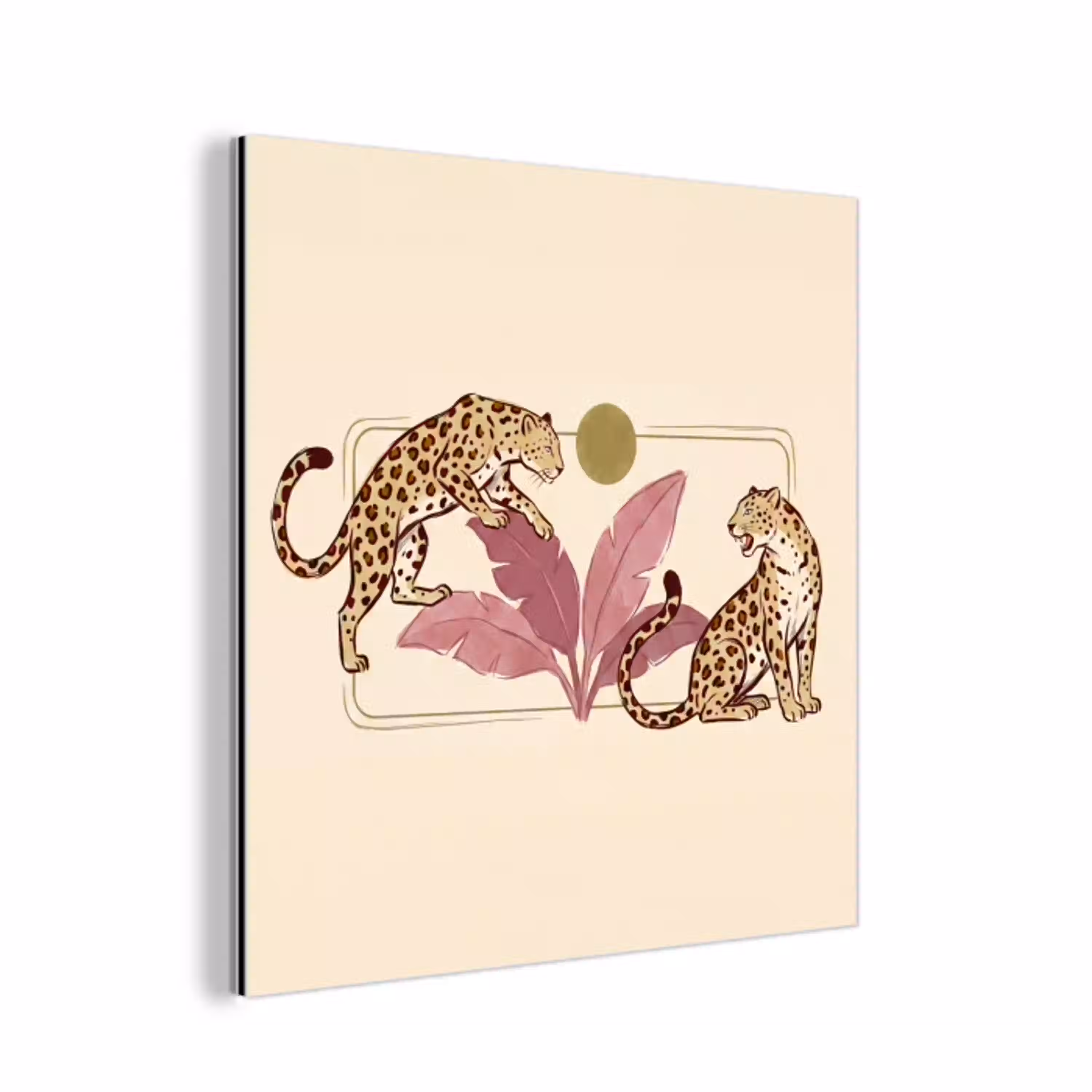 Dieren - Kat - Jungle - Illustratie - Beige aluminium wit klein -3d