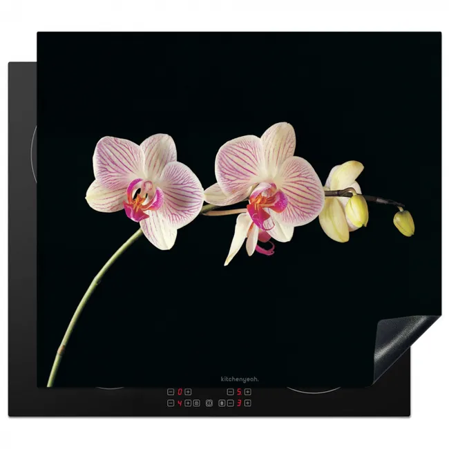 Orchidee - Roze - Bloemen Inductie beschermer vinyl 3mm middel -3d