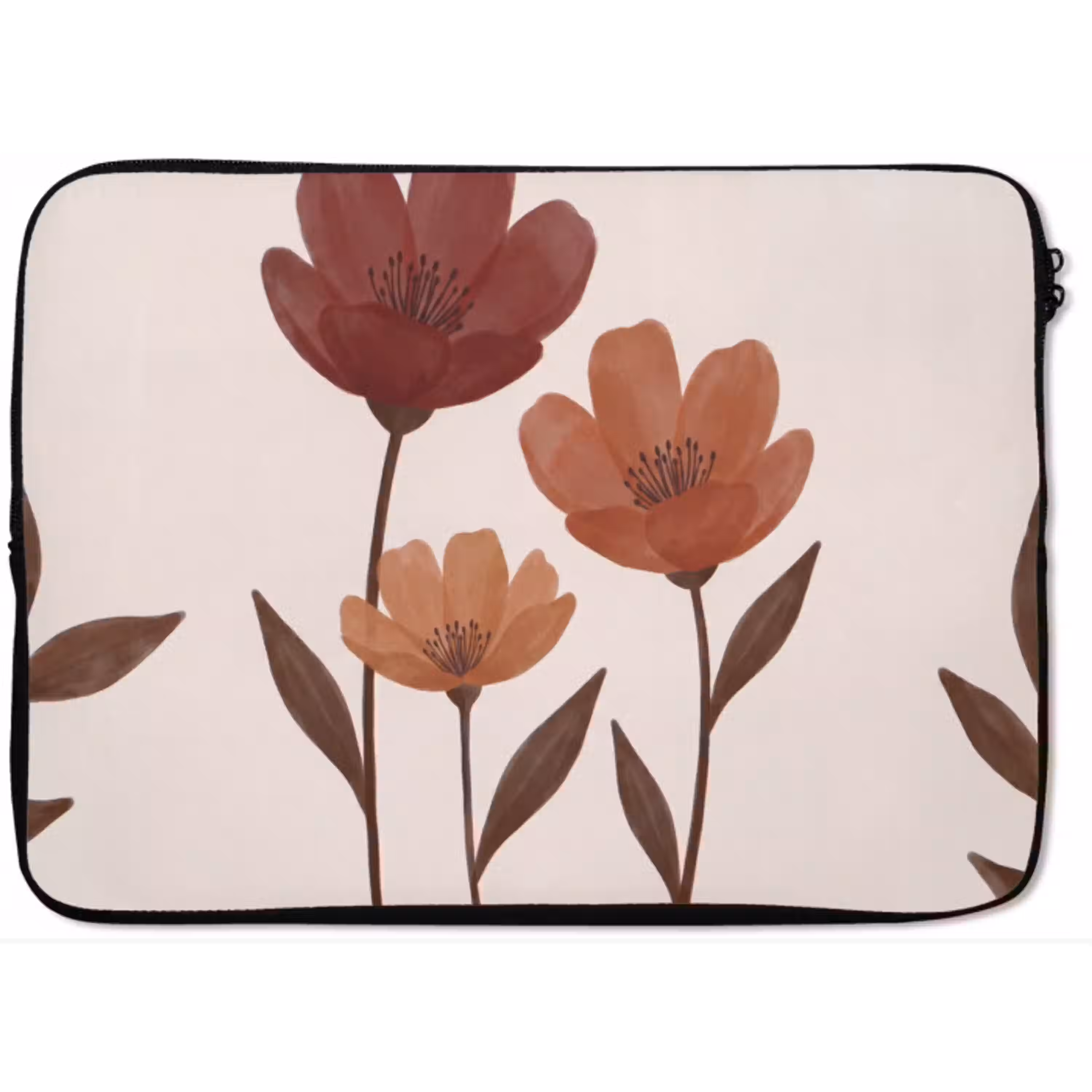Bloemen - Abstract - Modern - Bruin - Decoratief laptophoes neopreen klein -zkaufland3dotto