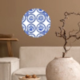 Cirkels - Bloemen - Blauw Wandcirkel behangsticker klein 186 -sfeer1