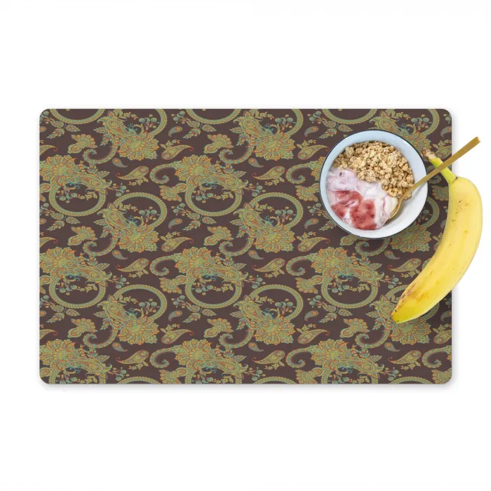 Bruin - Groen - Bloemen Placemat vinyl groot 368 -zzzproduct_Kitchenyeah-website