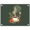 Kop - Bloemen - Groen - Koffie tuinposter los doek klein -3d