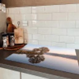 Bomen - Reflectie - Water - Zonsopgang - Serene Inductie beschermer vinyl 3mm klein -sfeer3