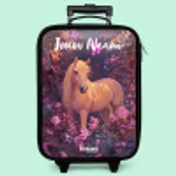 Paard - Bloemen - Paars - Vlinder Kinderkoffer - Zwart klein -zzz_website3d_nbs2