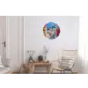 Santorini - Bloemen - Griekenland Wandcirkel aluminium klein -woonkamer