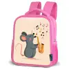 Muis - Saxofoon - Muzieknoten Kinderrugzak - Roze middel -schuin
