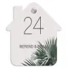 Lichtroze met palmblad - Klassiek Naambord Huisje klein -3d