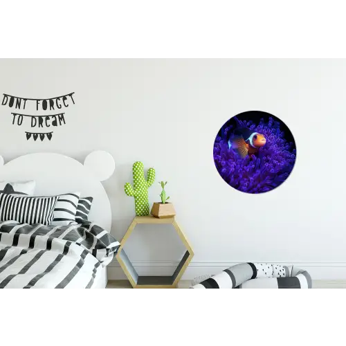 Koraal - Vis - Oranje - Zee Wandcirkel aluminium klein -kinderkamer