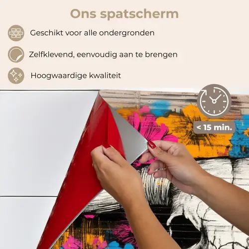 Schedel - Bloemen - Graffiti keuken achterwand spatscherm klein -spatscherm_NL