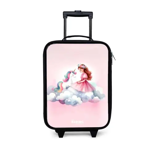 Prinses en eenhoorn op een wolk Kinderkoffer - Zwart klein -3d