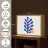Abstract - Blad - Blauw - Rechthoeken Light Box met batterij (Wandlamp) middel -USP_websiteoverzichtNL