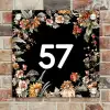 Bloemen - Zwart - Traditioneel Naambord Vierkant klein -sfeer2