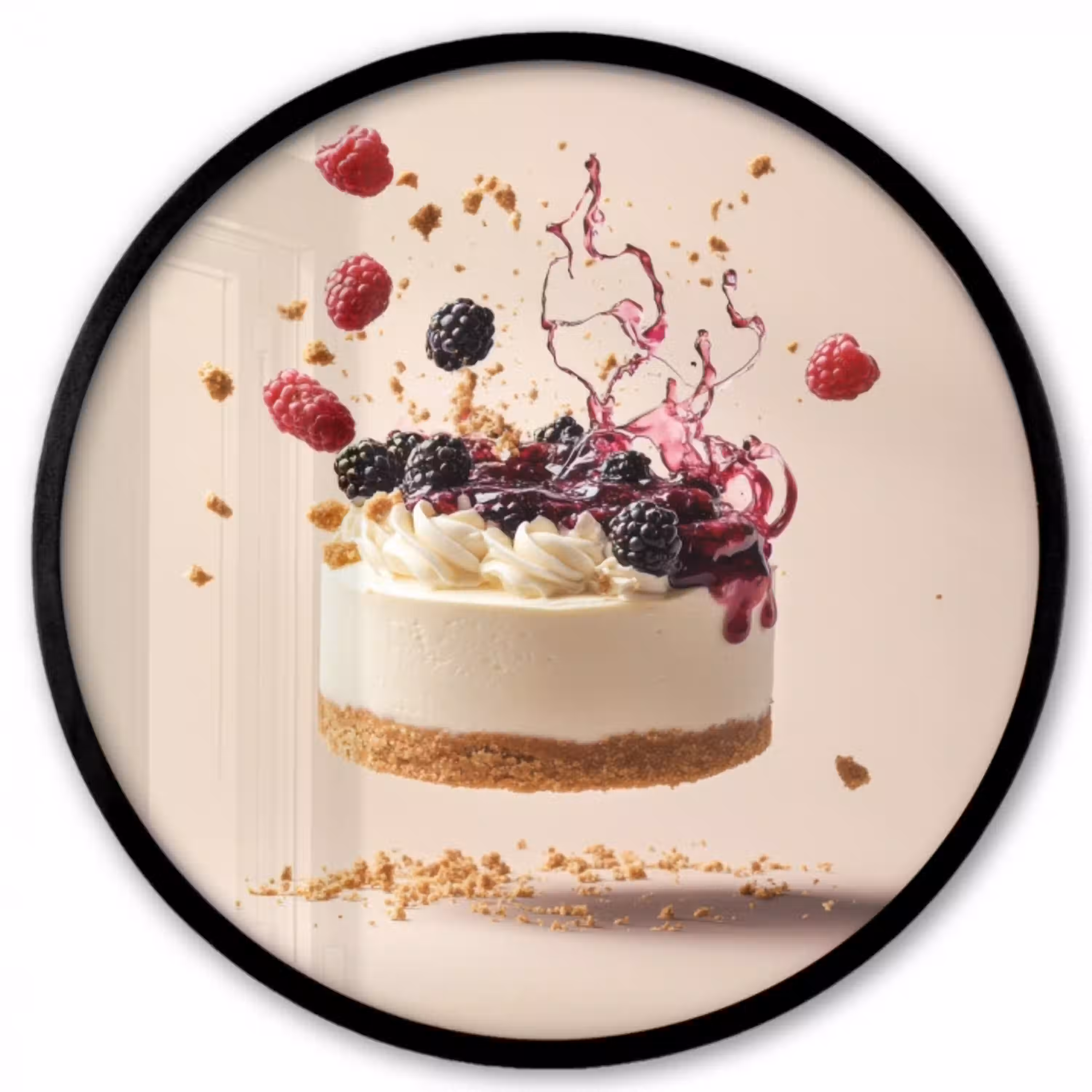 Cheesecake - Eten - Roze - Taart Fotolijst rond zonder passe partout klein -3d