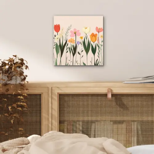 Pasteltinten - Bloemen - Illustratie aluminium wit klein -sfeer3