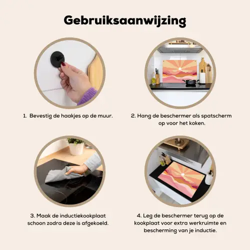 Bergen - Abstract - Zonnestralen - Roze Inductie beschemer met haakjes klein -ky-gebruik-nl