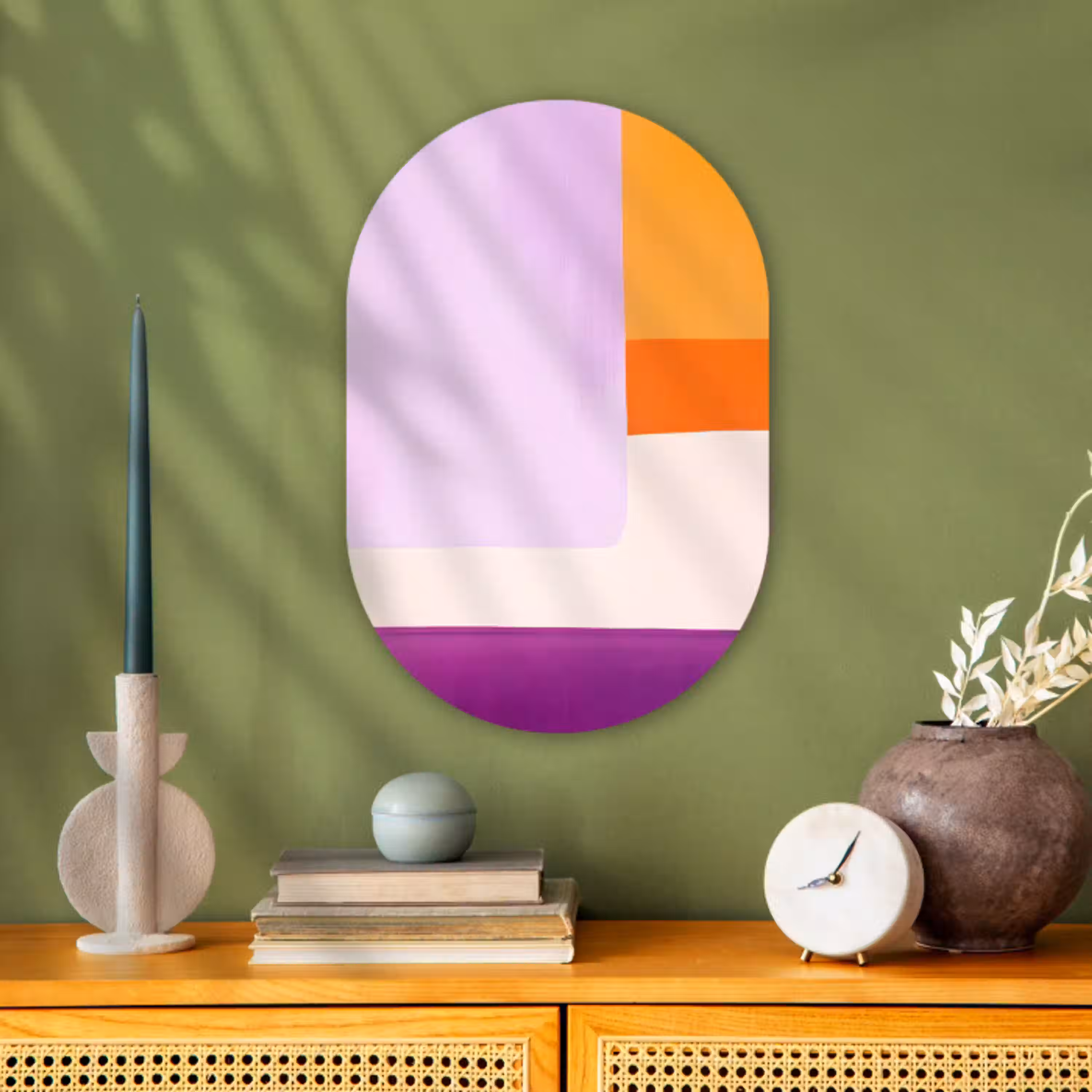 Vlakken - Abstract - Rechthoekig - Oranje Wandcirkel Ovaal Forex klein -sfeer2