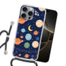 Ruimte - Planeten - Kleurrijk Hoesje iPhone 16 Pro Max met koord klein -sfeer1