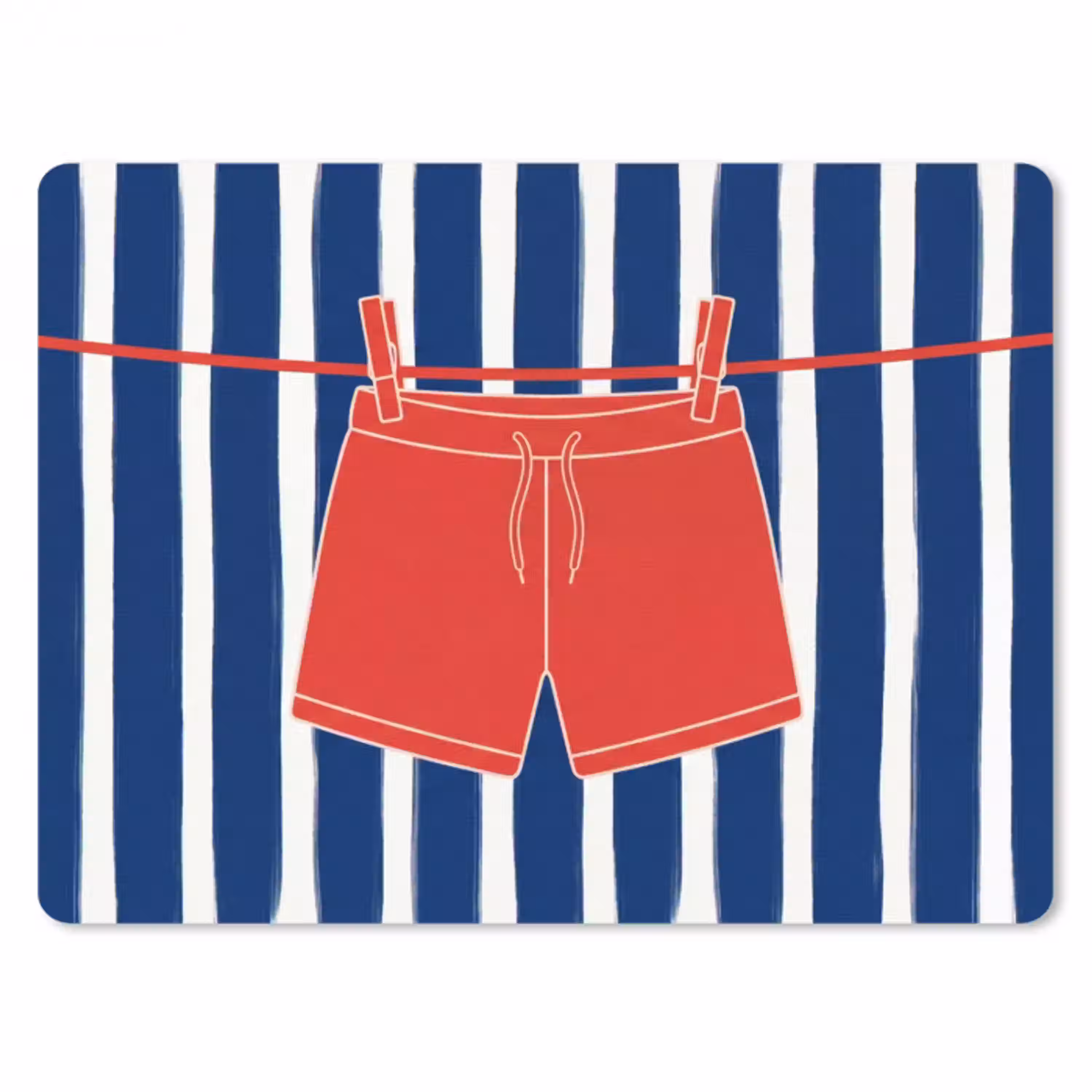 Shorts - Waslijn - Zomer - Illustratie - Rood muismat rubber klein -3d