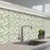 Krulornament - Tegel - Groen keuken achterwand 2 middel 871 -3d_schuin