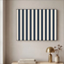 Verticale strepen - Blauw - Crème Textielframe zwart klein 947 -sfeer2