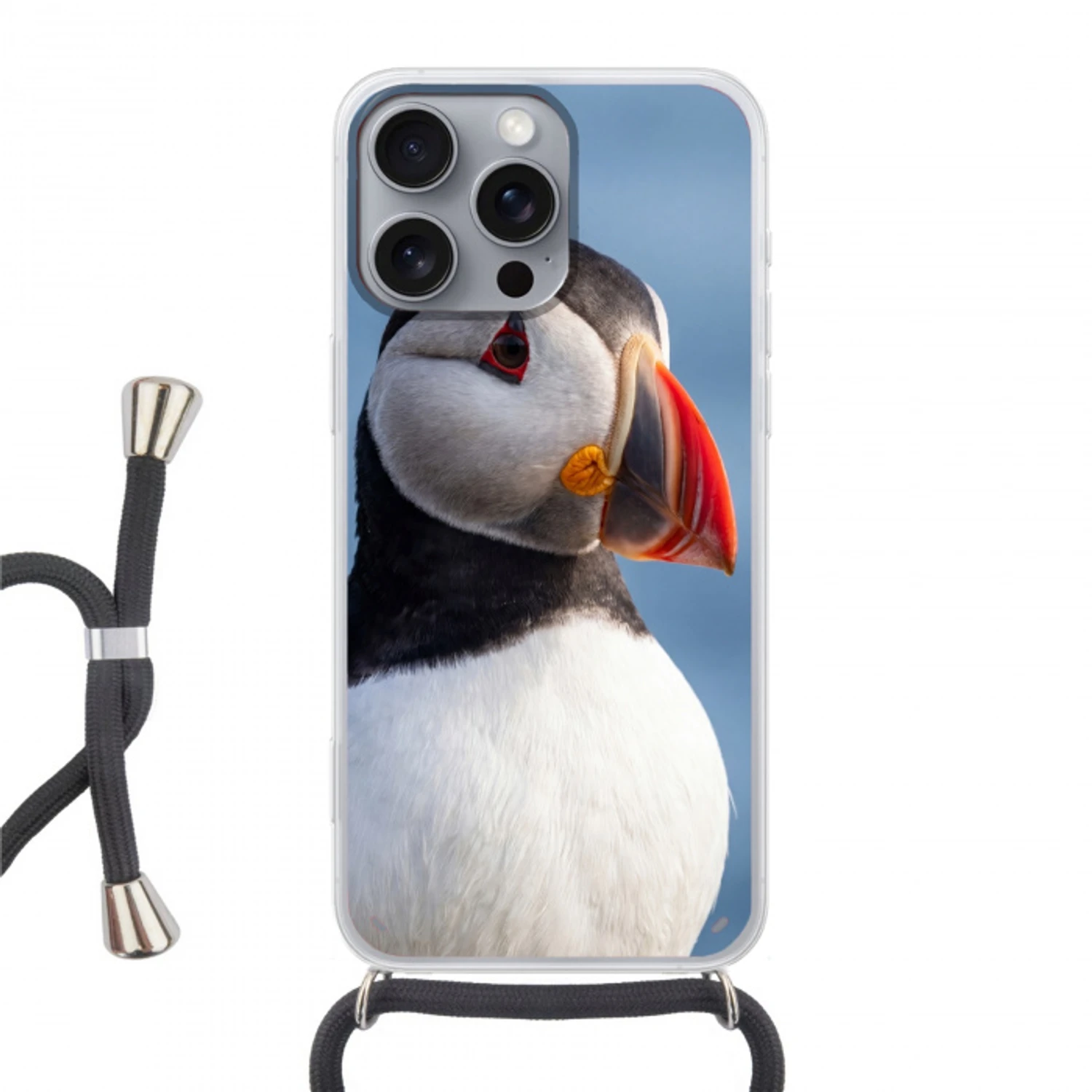 Papegaaiduiker - Portret - Natuur Hoesje iPhone 16 Pro Max met koord klein -3d