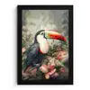 Toekan - Vogels - Bloemen - Planten - Tropisch fotolijst zwart zonder passe partout klein -3d