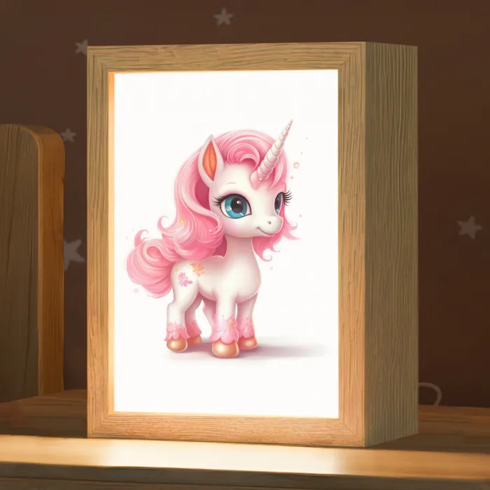 Unicorn - Meisjes - Kinderen - Eenhoorn - Roze Light Box met kabel klein -zzz_3d_website