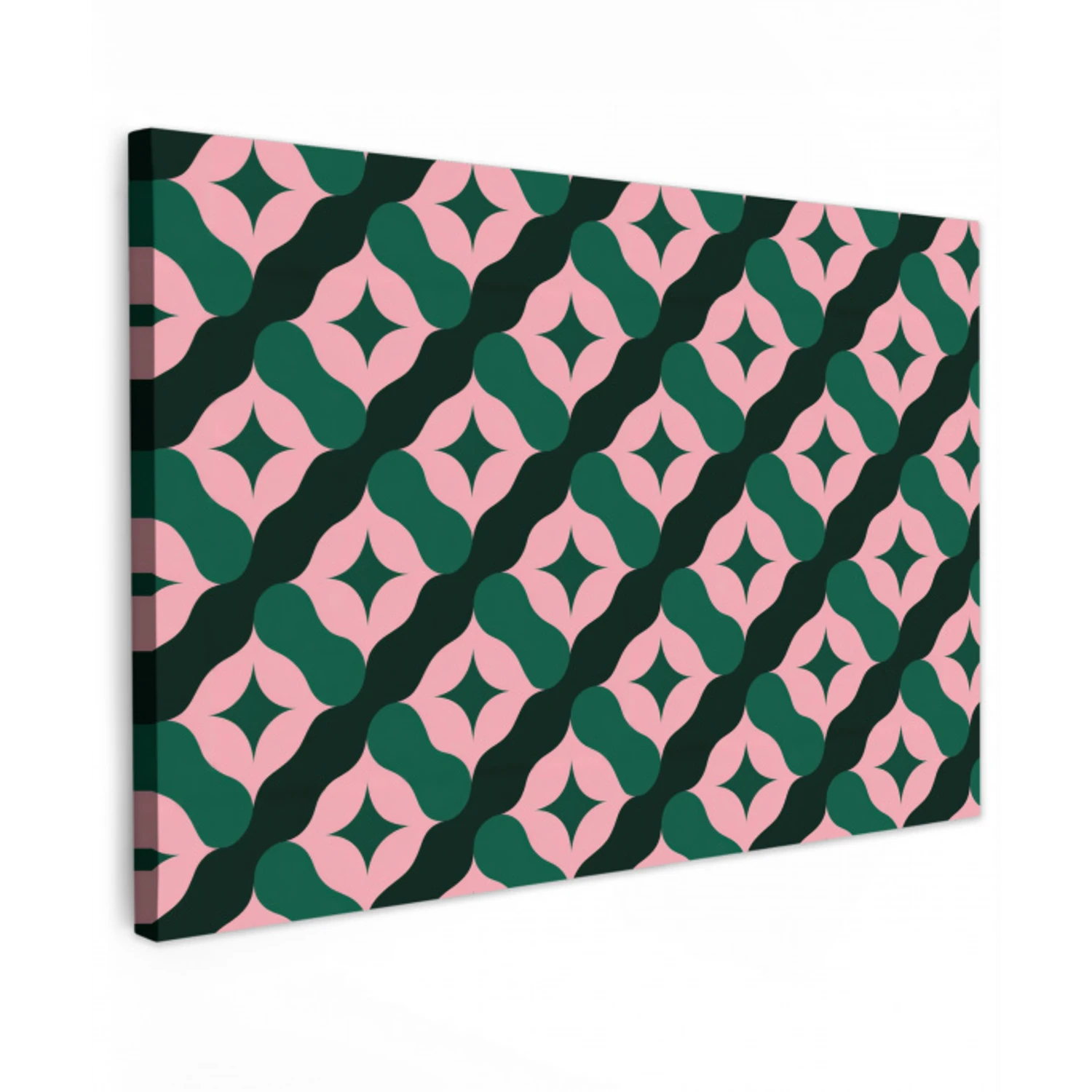 Groen - Roze - Retro - Sterren canvas 2cm klein 34 -z3d