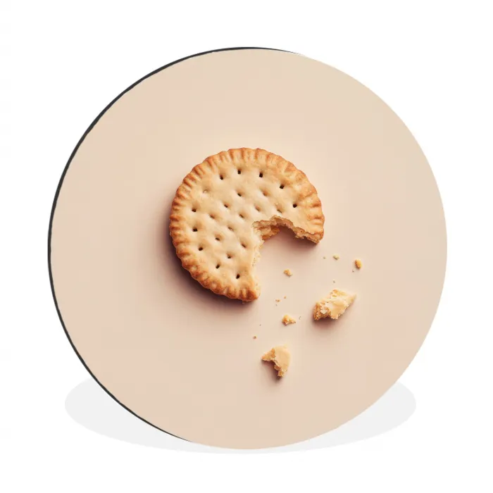 Koekje - Kruimels - beige Wandcirkel aluminium klein -3d
