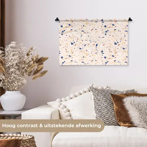 Terrazzo -  Patroon - Kleurrijk - Indigo Wandkleed katoen klein 269 -sfeer1