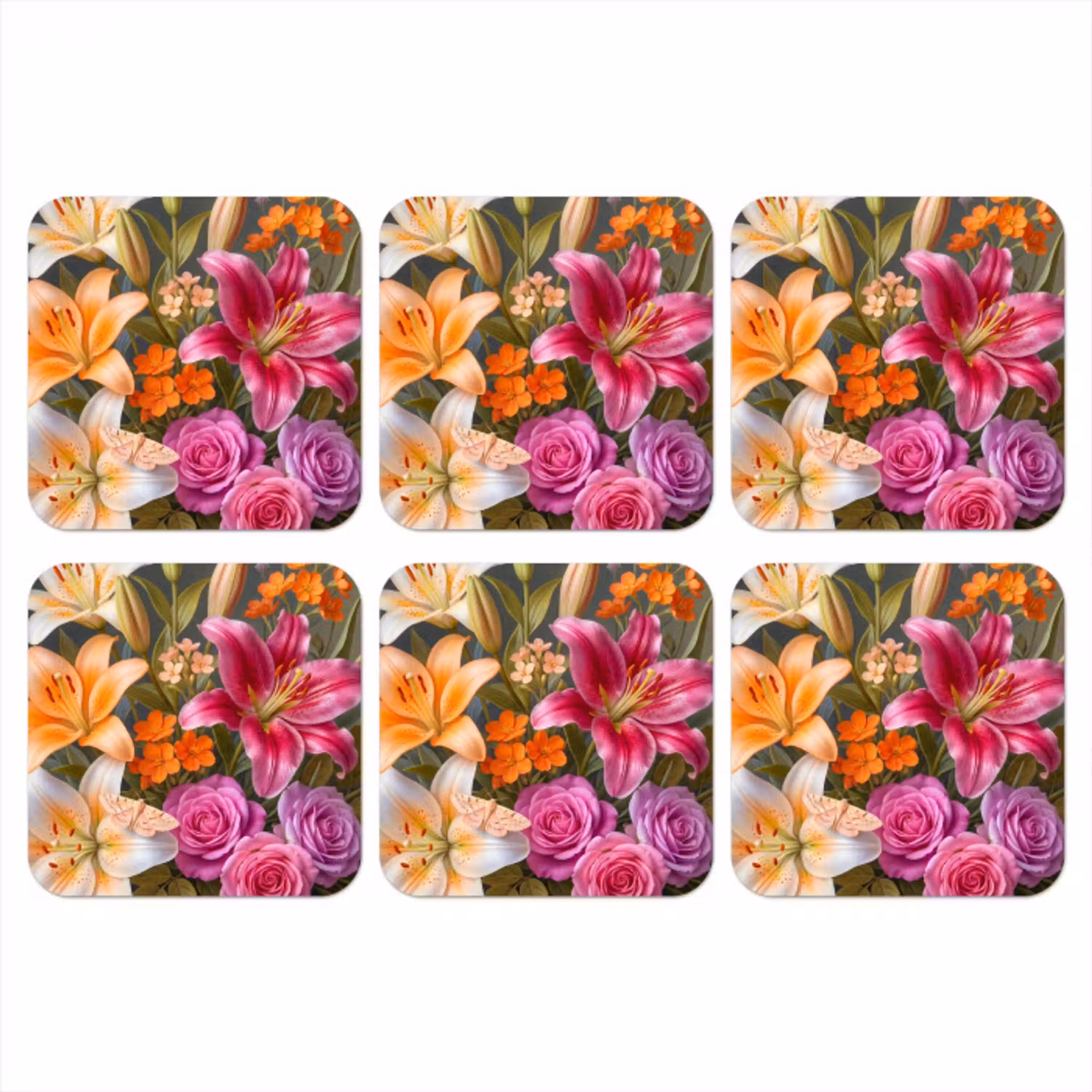 Bloemen - Boeket - Natuur - Kleurrijk - Modern onderzetter kurk middel -3d