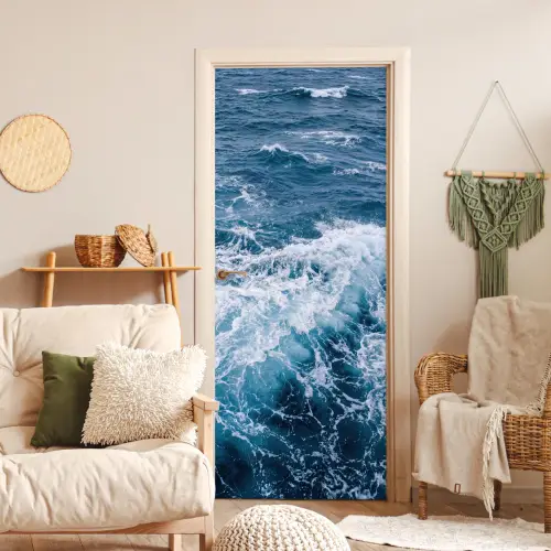 Golven - Oceaan - Blauw deurposter klein -sfeer2