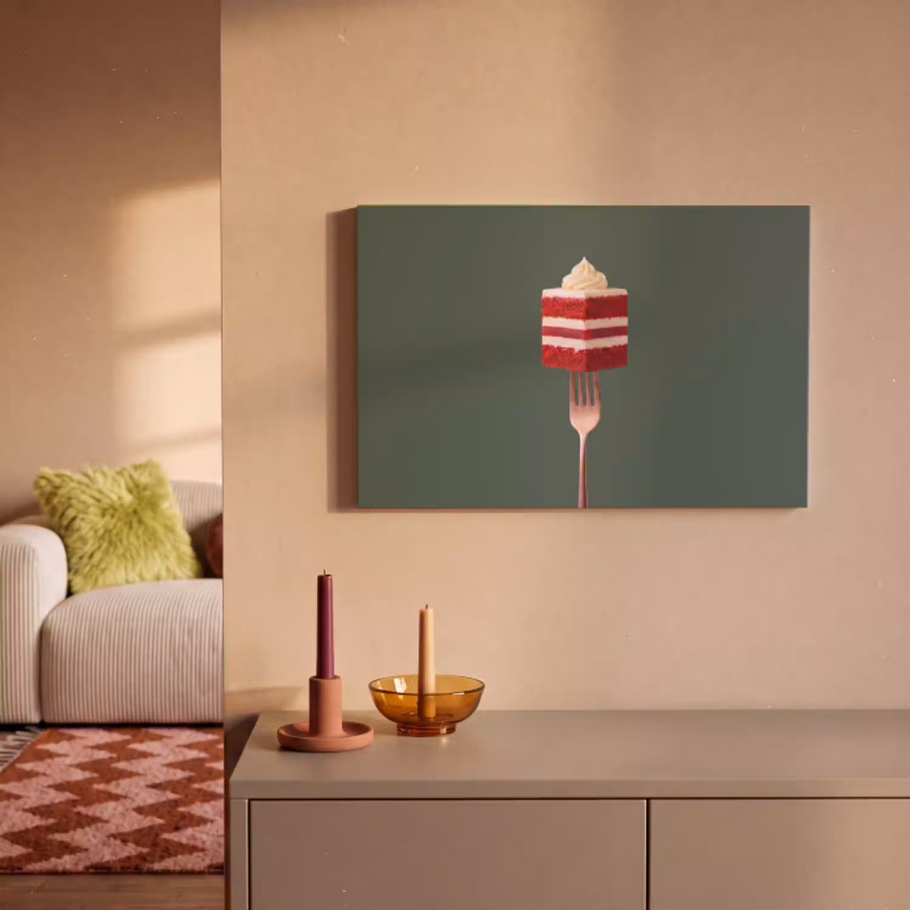 Cake - Vork - Rood canvas 2cm klein -sfeer1