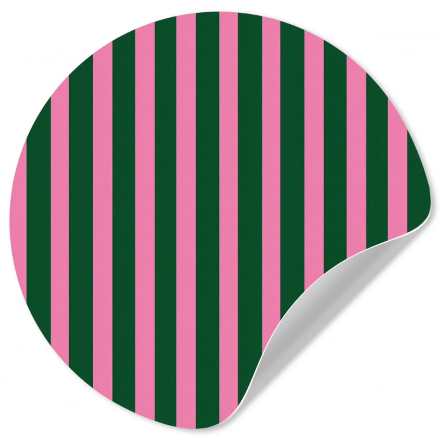 Verticale strepen - Groen - Roze Wandcirkel behangsticker klein 186 -3d