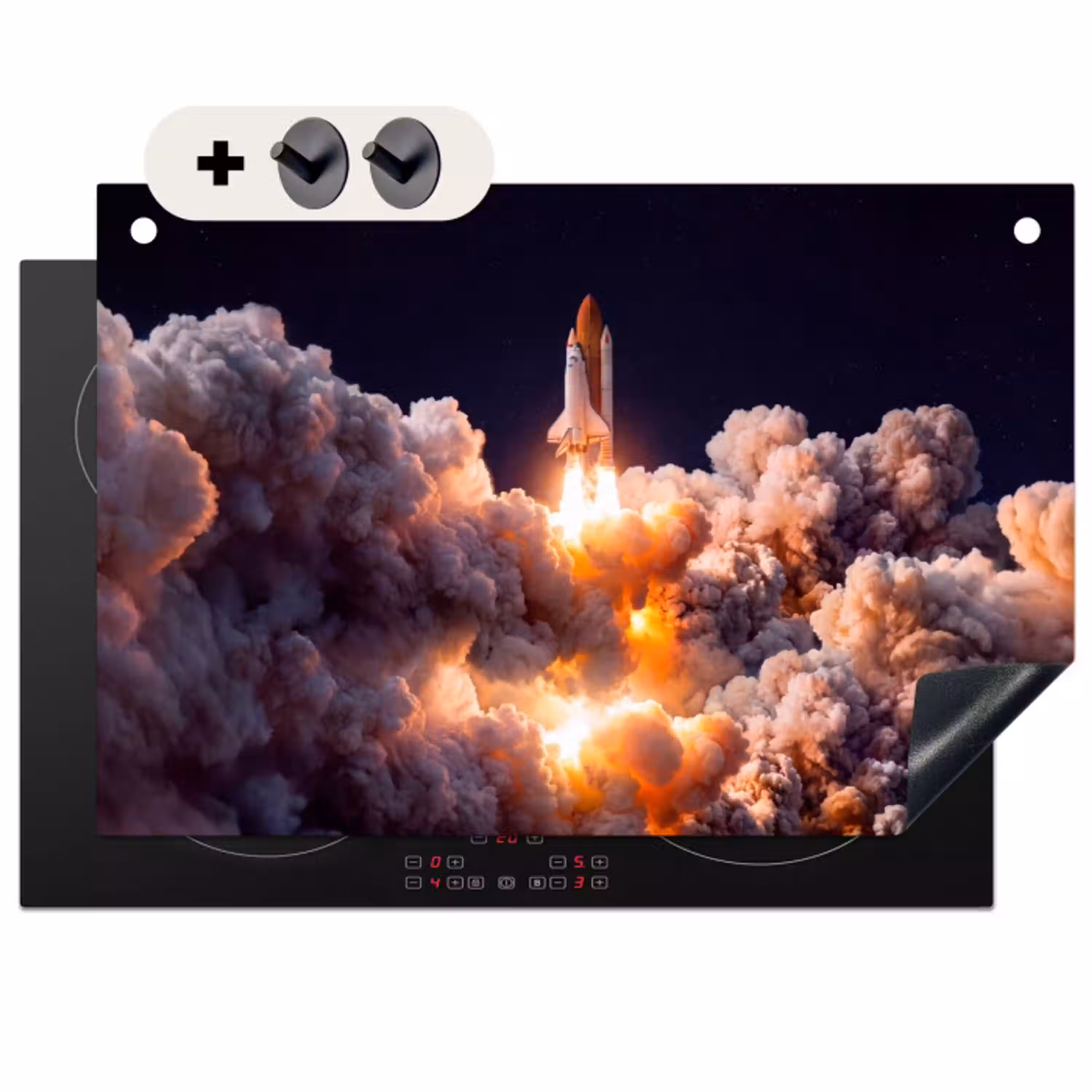 Ruimtevaartuig - Lancering - Sterren Inductie beschemer met haakjes klein -3d