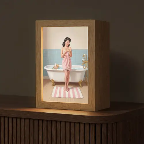 Badkamer - Vrouw - Roze Light Box met kabel (Tafellamp) klein -z3d_website