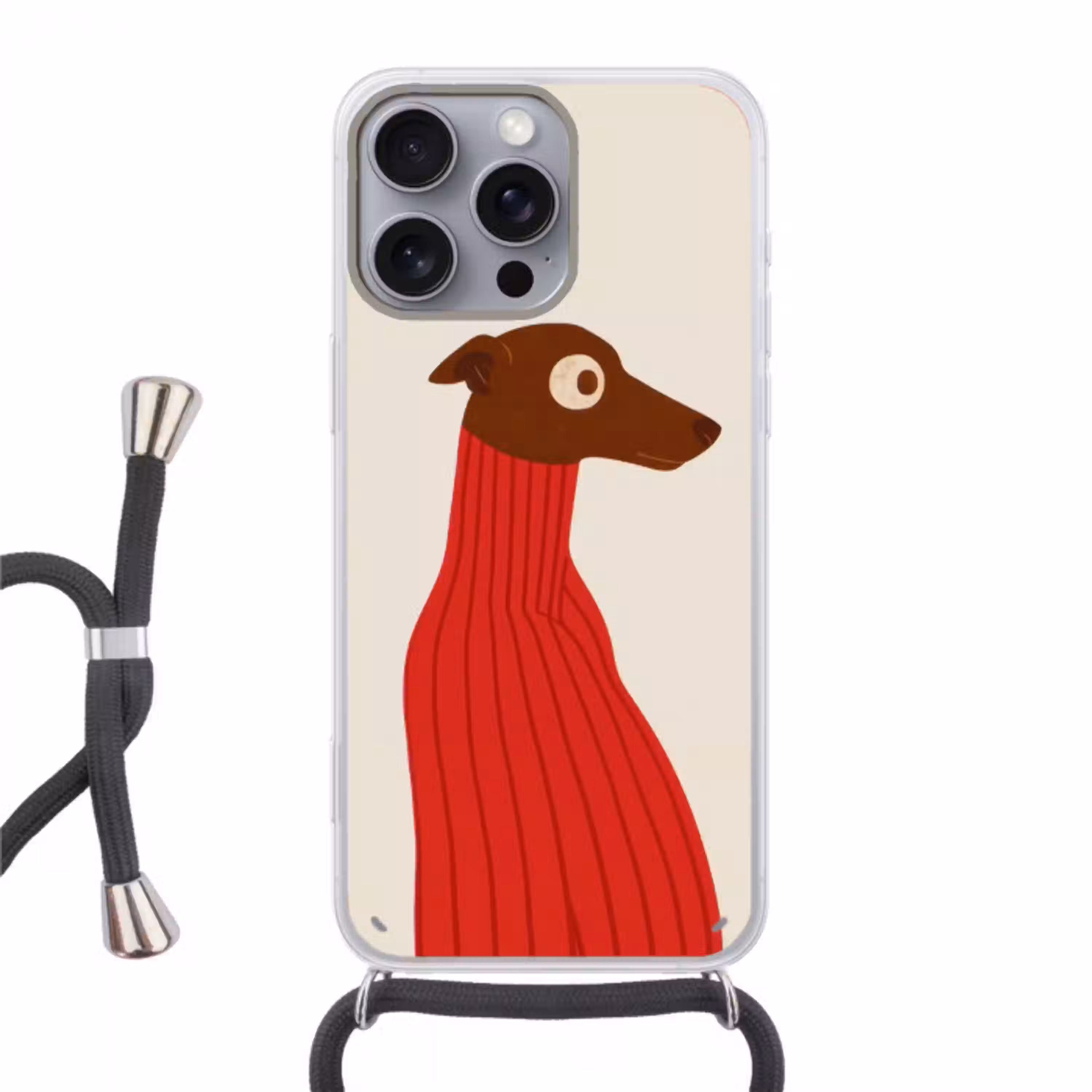 Silhouet - Hond - Trui - Rood Hoesje iPhone 16 Pro Max met koord klein -3d