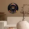 Kat - Jas - Graffiti - Bril - Zwart Wandcirkel kunststof plaat 5mm dik klein -sfeer1