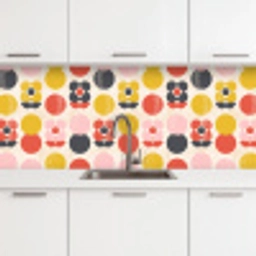 Retro - Design - Bloemen - Pastel keuken achterwand 2 middel 871 -3d