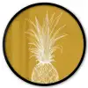 Lijnillustratie - Ananas - Bladkroon - Okergeel Fotolijst rond zonder passe partout klein -3d