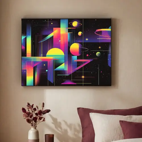 Abstract - Vormen - Kleurrijk - Lijnen Textielframe zwart klein -sfeer1