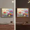 Bloemen - Kleurrijk - Waterverf - Natuur - Zomer Light Box met batterij (Wandlamp) middel -sfeer3