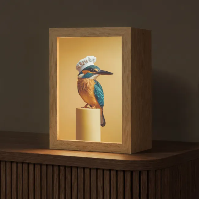 Tafellamp - Ijsvogel - Pilaar - Koksmuts - Vogel