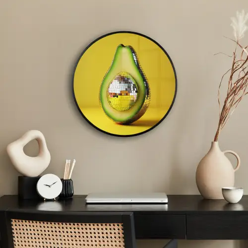 Avocado - Discobal - Geel - Glitter Fotolijst rond zonder passe partout klein -sfeer1