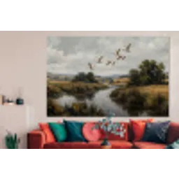 Eenden - Rivier - Landschap - Vlucht - Nostalgisch forex 5mm xxl -woonkamer