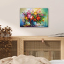 Bloemen - Kleurrijk - Bloempot - Olieverf aluminium wit klein -sfeer3