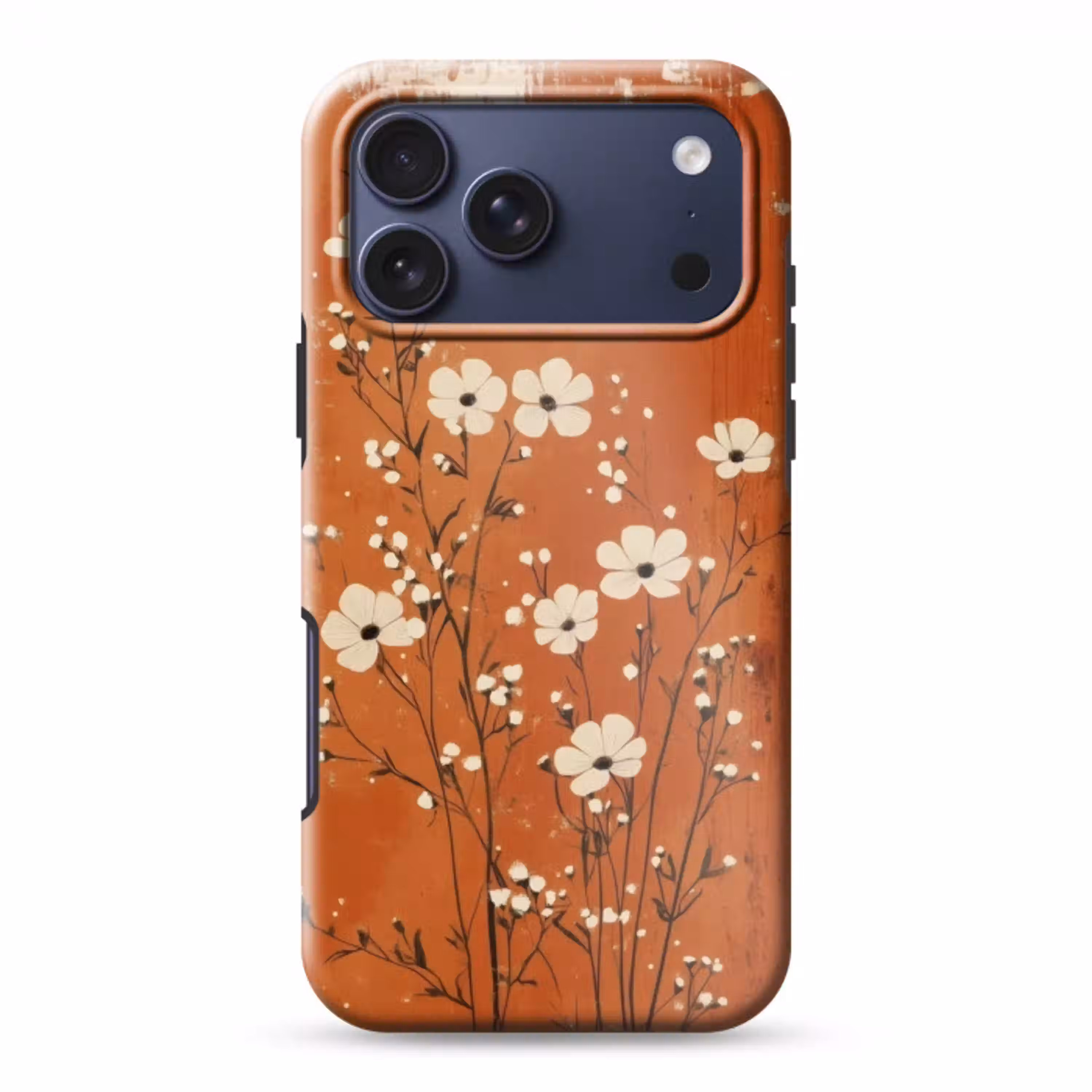 Bloemen - Wit - Subtiel - Roestkleur Toughcase MagSafe Apple iPhone 17 Pro Max klein -3d