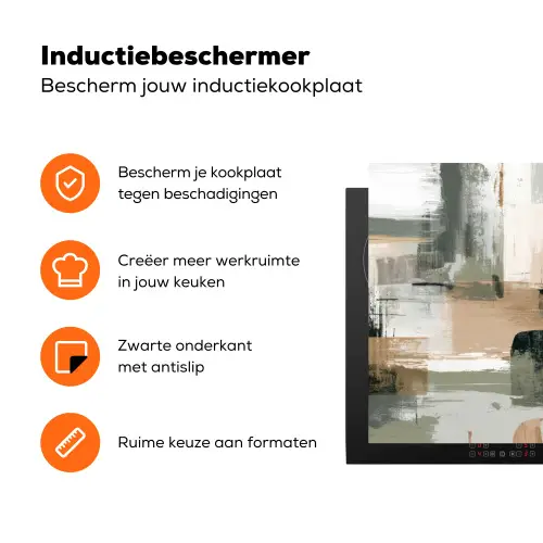 Penseelstreken - Abstract - Aardetinten Inductie beschermer vinyl 3mm klein -zzzzzzz-td-ups