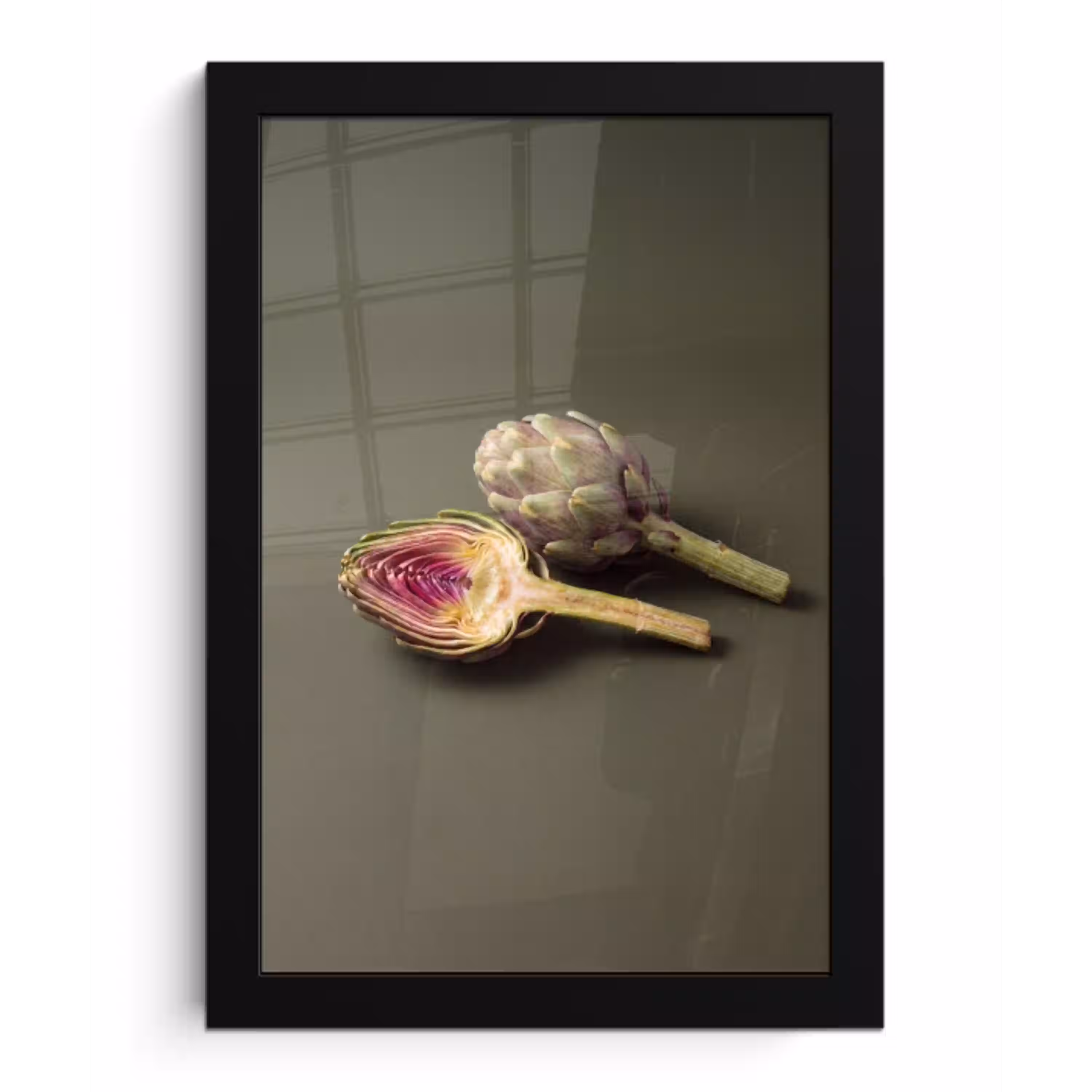 Artisjok - Paars - Voedsel fotolijst zwart zonder passe partout klein -3d